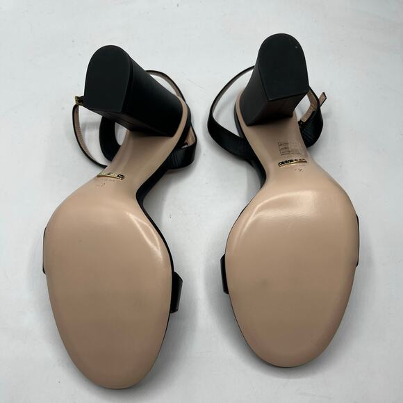 Gucci Marmont GG Platform Sandals Size 42 US 12 Black Leather Logo Block Heel - Picture 5 of 14